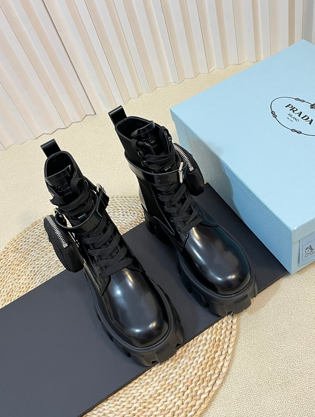 Monolith Brushed Leather and Nylon Boots in Black