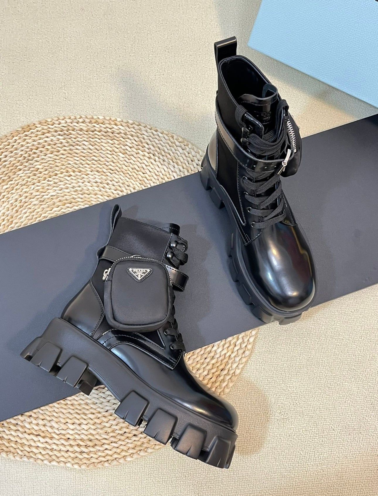 Monolith Brushed Leather and Nylon Boots in Black