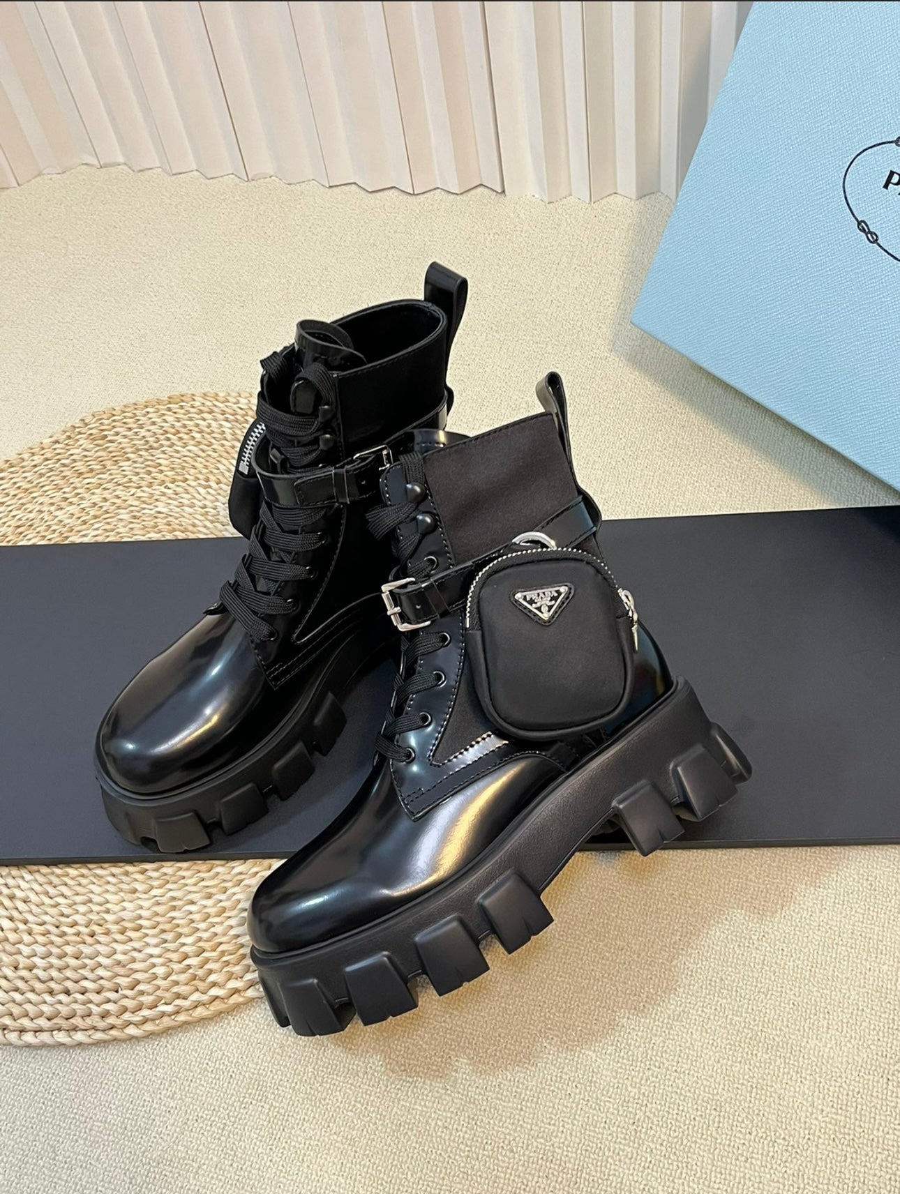 Monolith Brushed Leather and Nylon Boots in Black