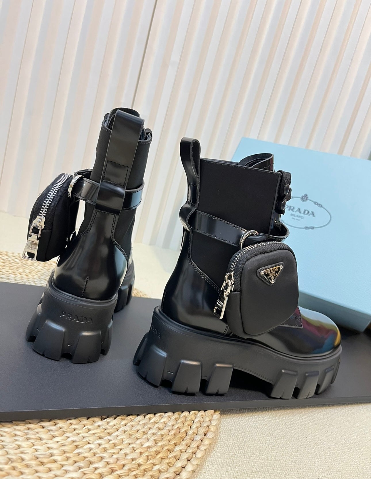 Monolith Brushed Leather and Nylon Boots in Black