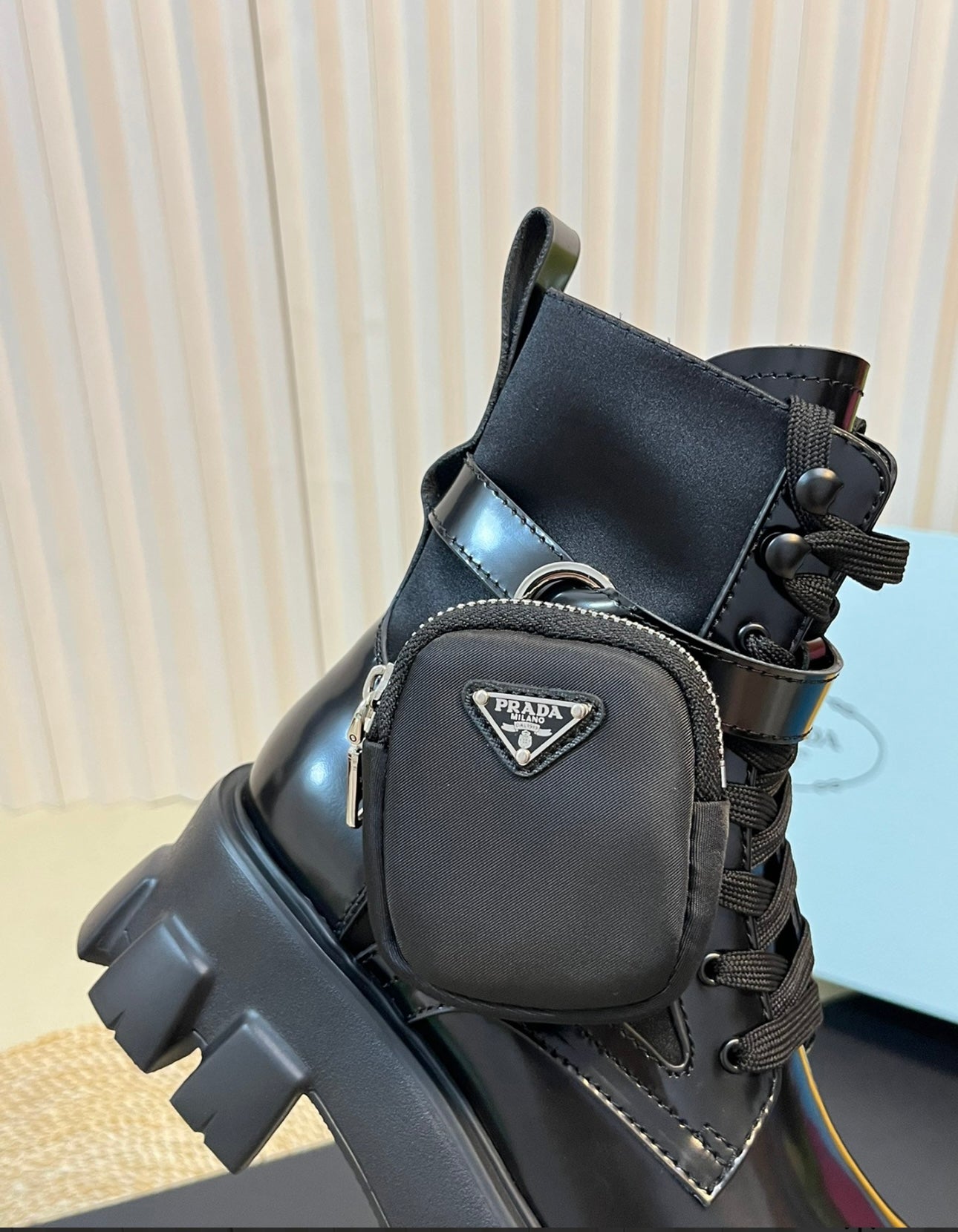 Monolith Brushed Leather and Nylon Boots in Black