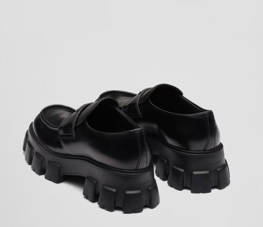 Prada Monolith Brushed Leather Loafers