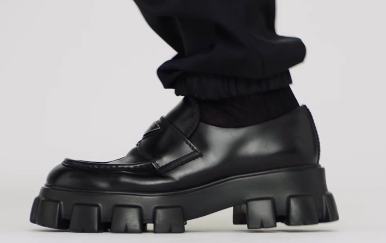 Prada Monolith Brushed Leather Loafers