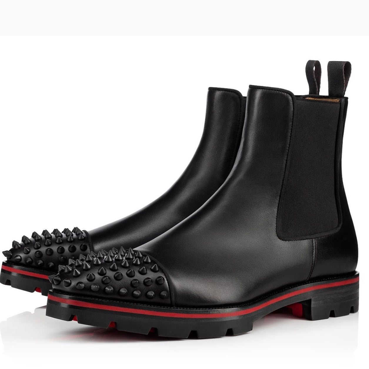 Christian Louboutin Men, Melon Spikes Leather Chelsea Boots, Black