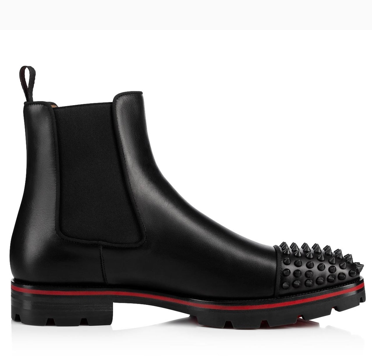 Christian Louboutin Men, Melon Spikes Leather Chelsea Boots, Black