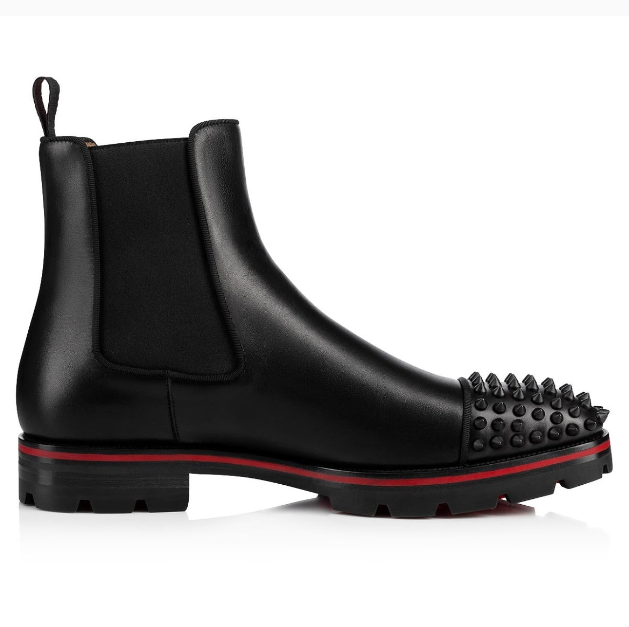 Christian Louboutin Men, Melon Spikes Leather Chelsea Boots, Black