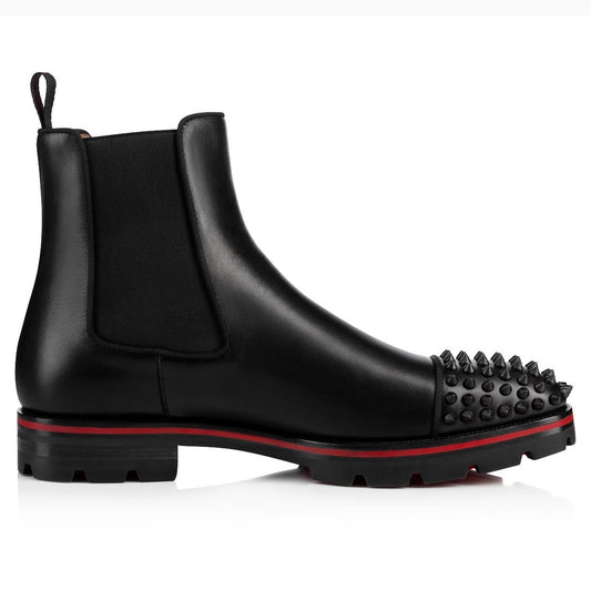Christian Louboutin Men, Melon Spikes Leather Chelsea Boots, Black