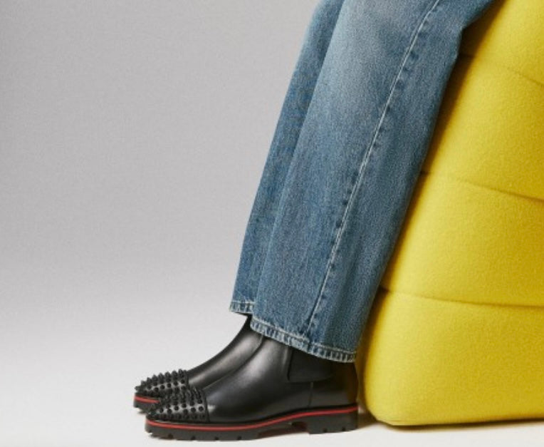Christian Louboutin Men, Melon Spikes Leather Chelsea Boots, Black