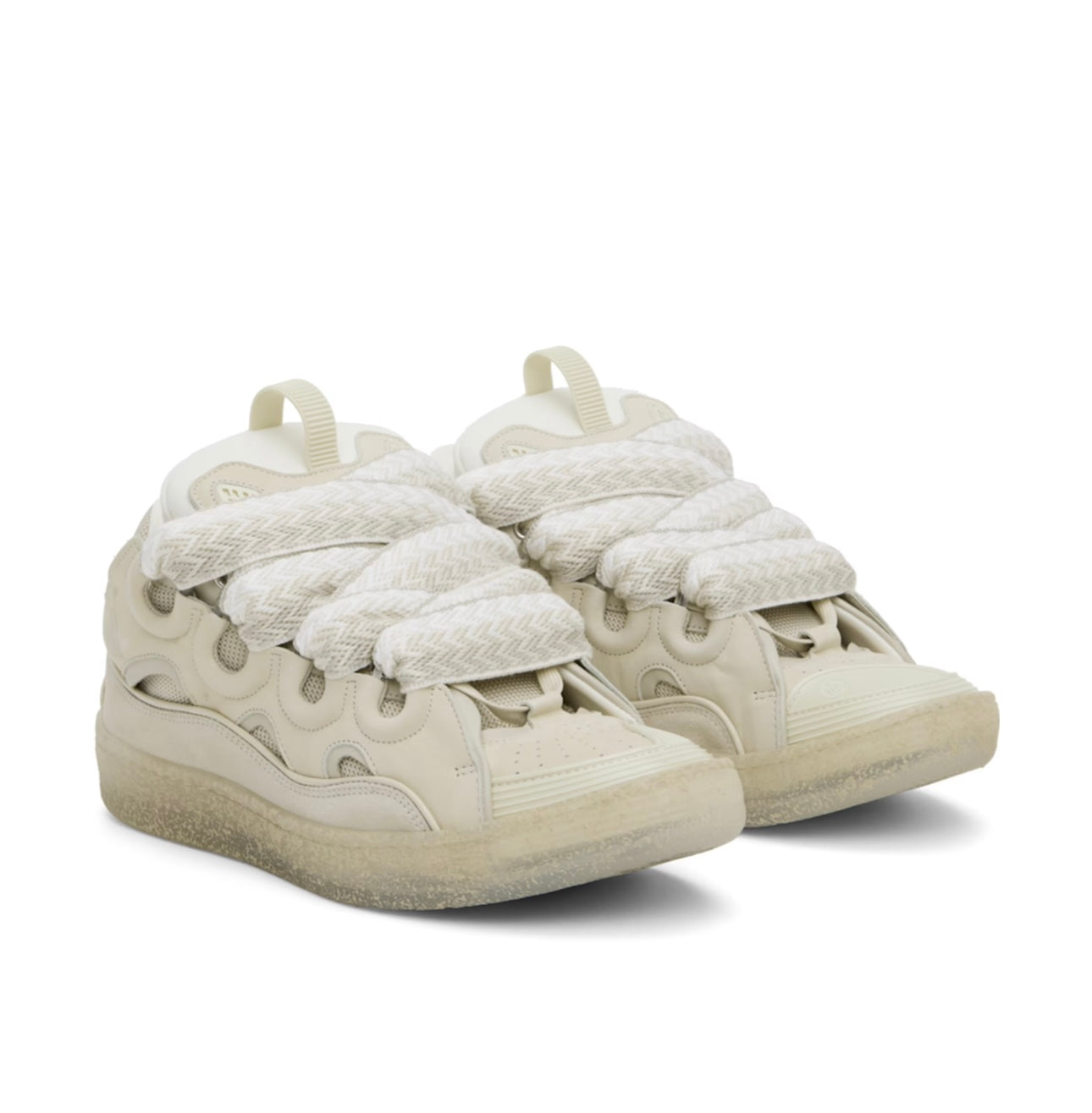 Lanvin beige Leather Curb Sneakers