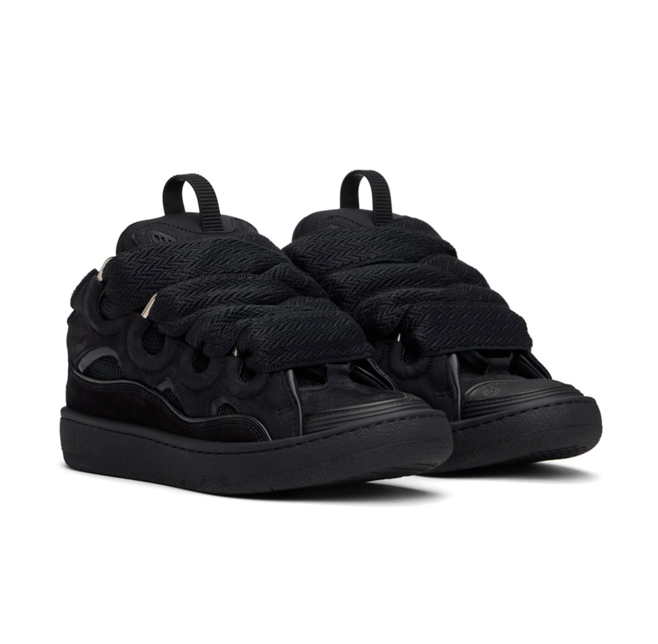 Lanvin black Leather Curb Sneakers