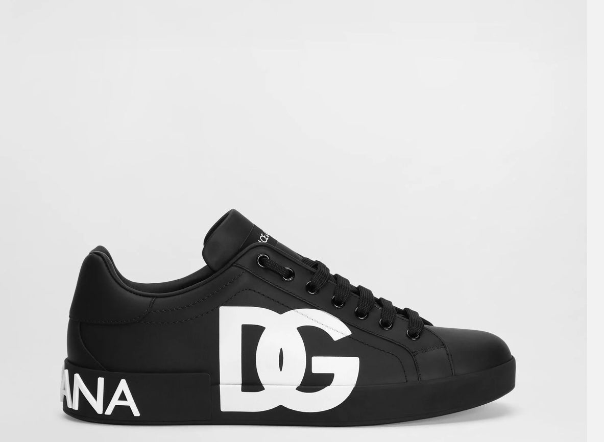 Dolce & Gabbana Portofino DG Sneakers in Black Calfskin