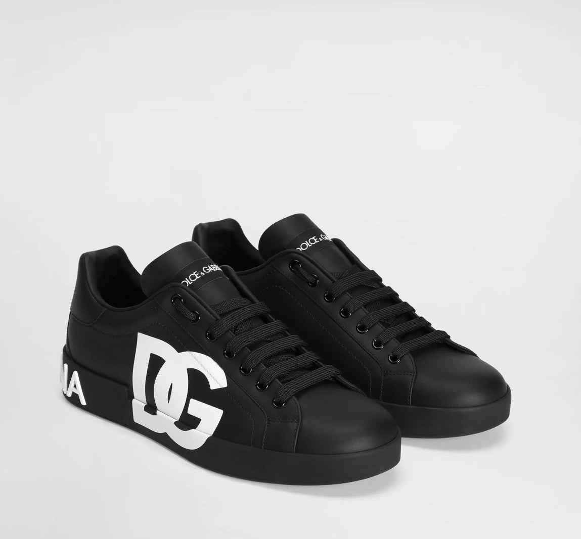 Dolce & Gabbana Portofino DG Sneakers in Black Calfskin