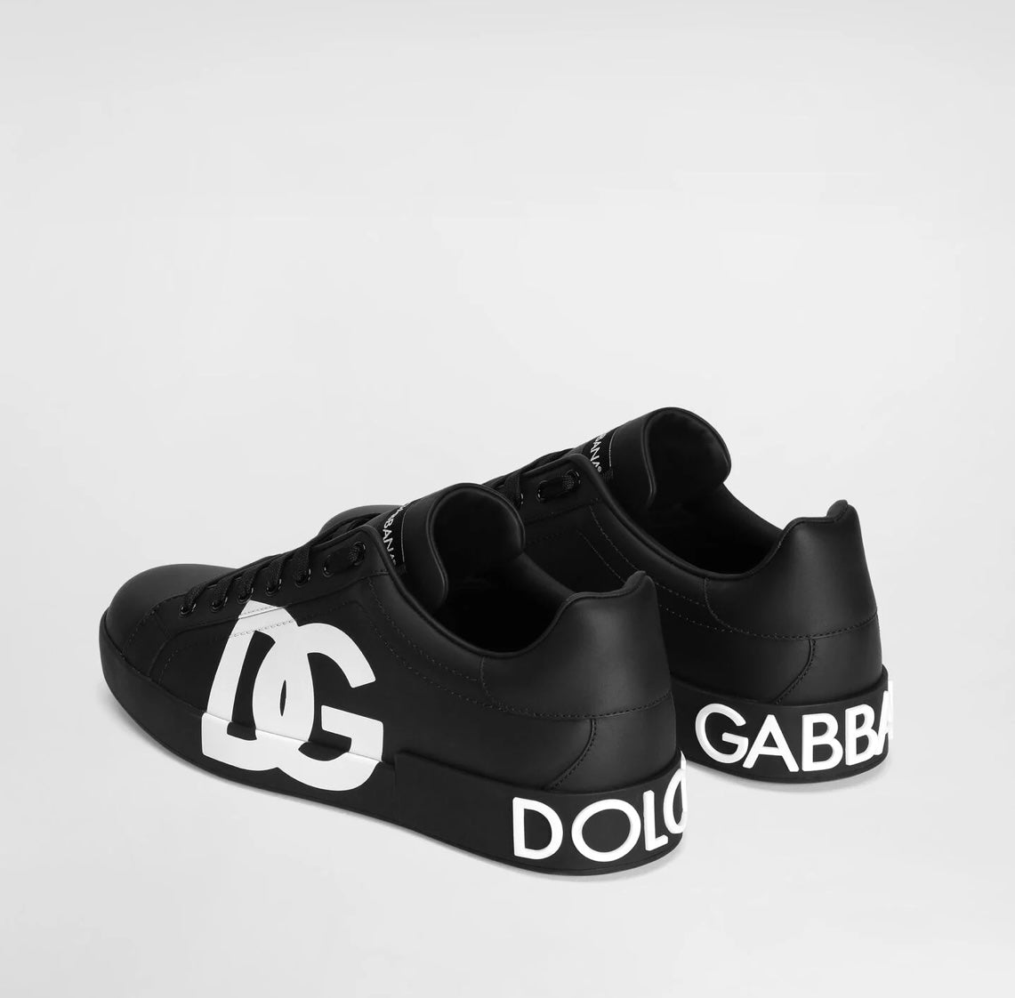 Dolce & Gabbana Portofino DG Sneakers in Black Calfskin