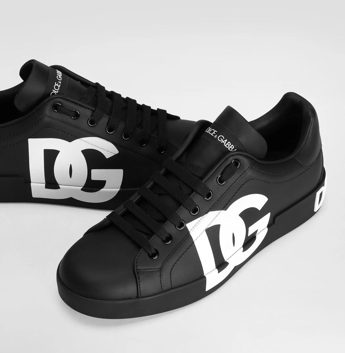Dolce & Gabbana Portofino DG Sneakers in Black Calfskin