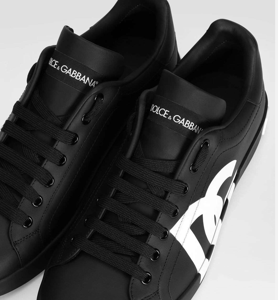 Dolce & Gabbana Portofino DG Sneakers in Black Calfskin