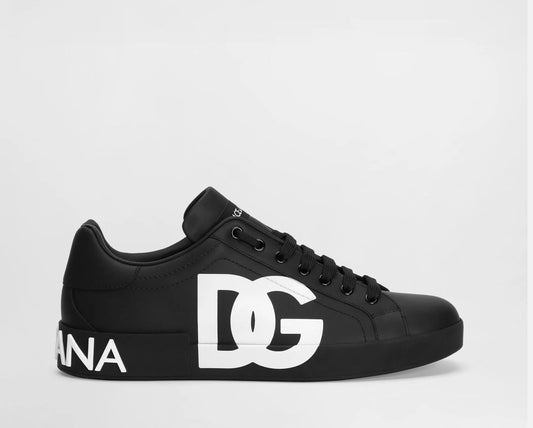 Dolce & Gabbana Portofino DG Sneakers in Black Calfskin