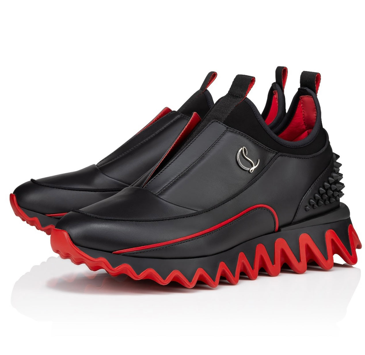 Christian Louboutin Men's Sharkyloub SP Spikes Leather Runner Sneakers