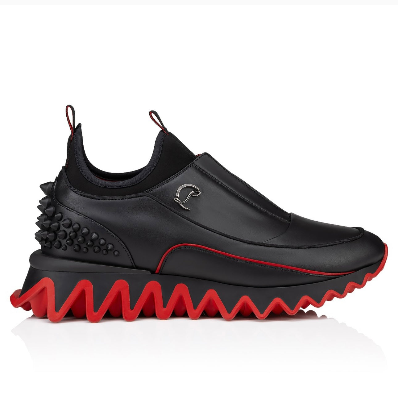 Christian Louboutin Men's Sharkyloub SP Spikes Leather Runner Sneakers
