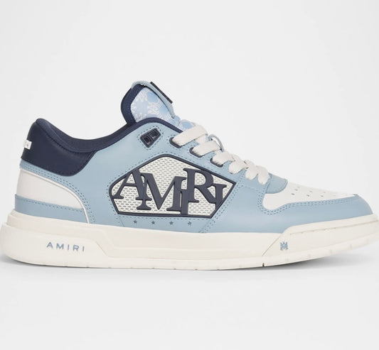 AMIRI Classic Low Top Sneaker In White Blue