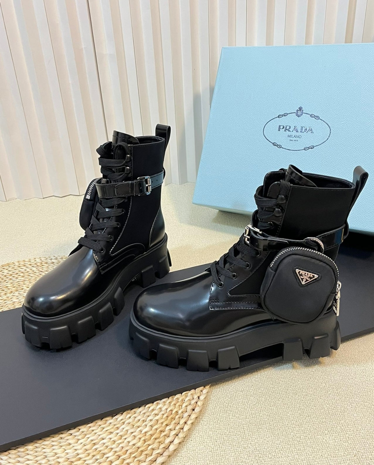 Monolith Brushed Leather and Nylon Boots in Black