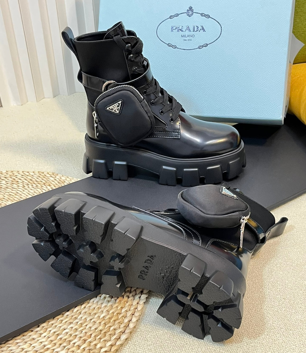 Monolith Brushed Leather and Nylon Boots in Black